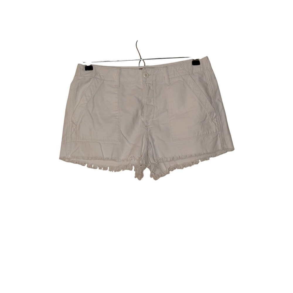 American Eagle Outfitters Mini Shorts Frayed Hem Size 8 Off White Edgy Y2K